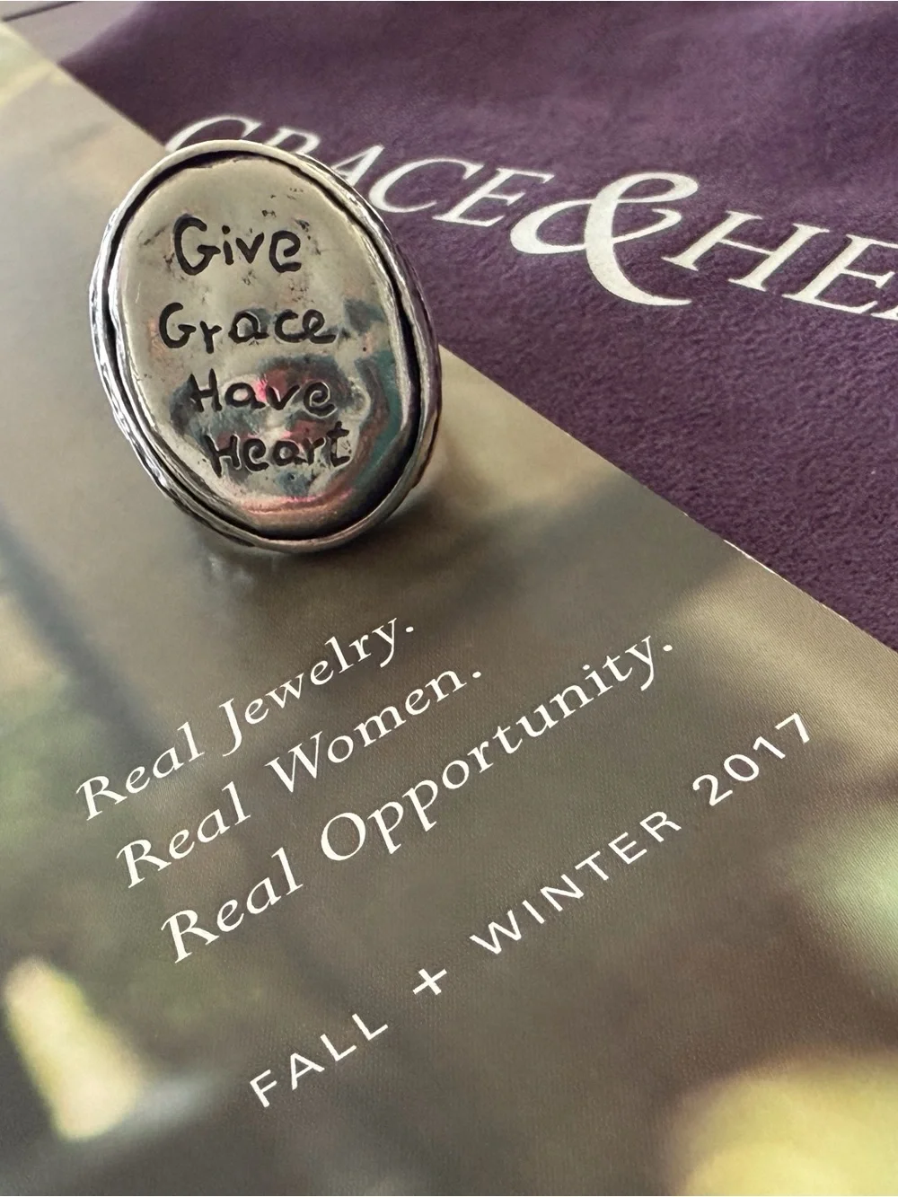 Grace & Heart G&H Give Grace Have Heart Inspiration Ring .925 SS Size 7 R1338